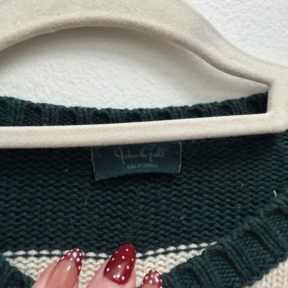 Brandy Melville Green and Cream Striped Sweater- 100% Cotton - Picture 4 of 7